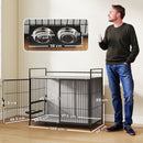 PawHut Dog Crate Furniture with Rotating Bowl Holder for Large Dogs, Grey