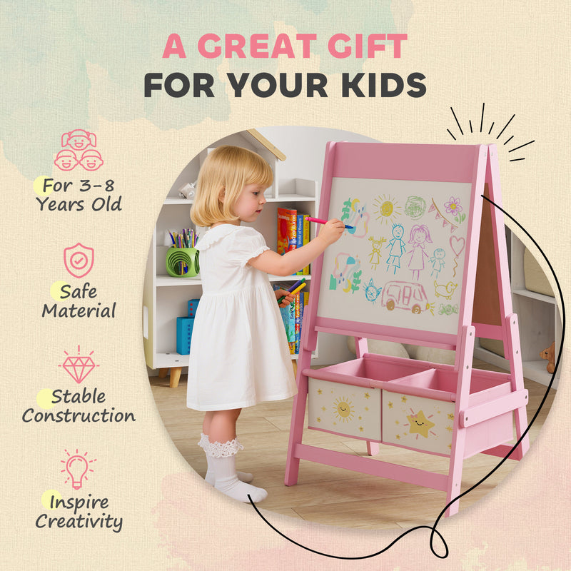 AIYAPLAY 3-in-1 Kids Easel, Double-Sided Art Easel with Paper Roll