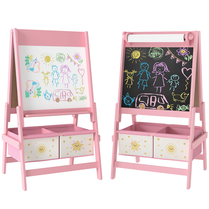 AIYAPLAY 3-in-1 Kids Easel, Double-Sided Art Easel with Paper Roll