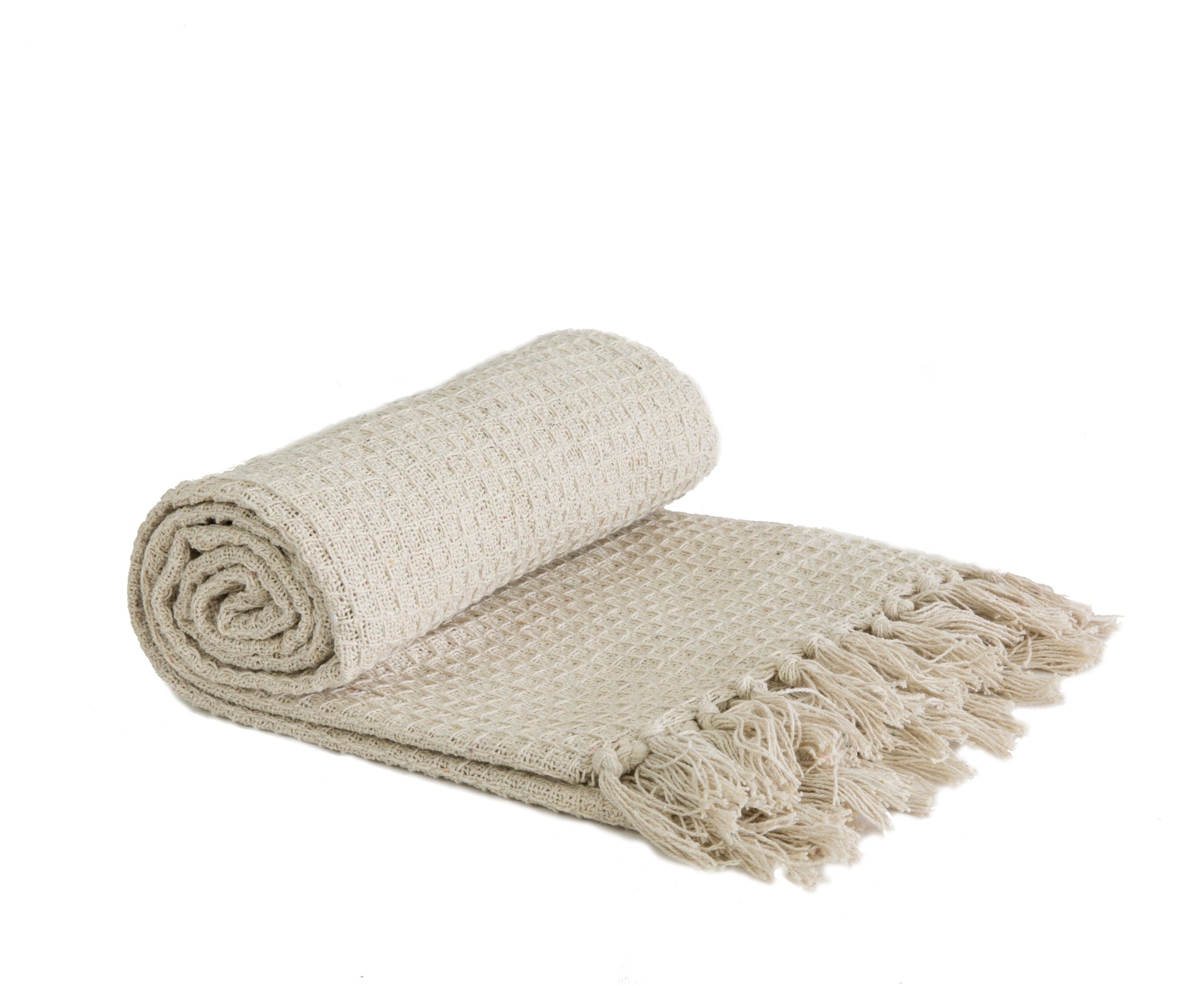 Honeycomb - Recycled Cotton Throw In Ivory (50x60