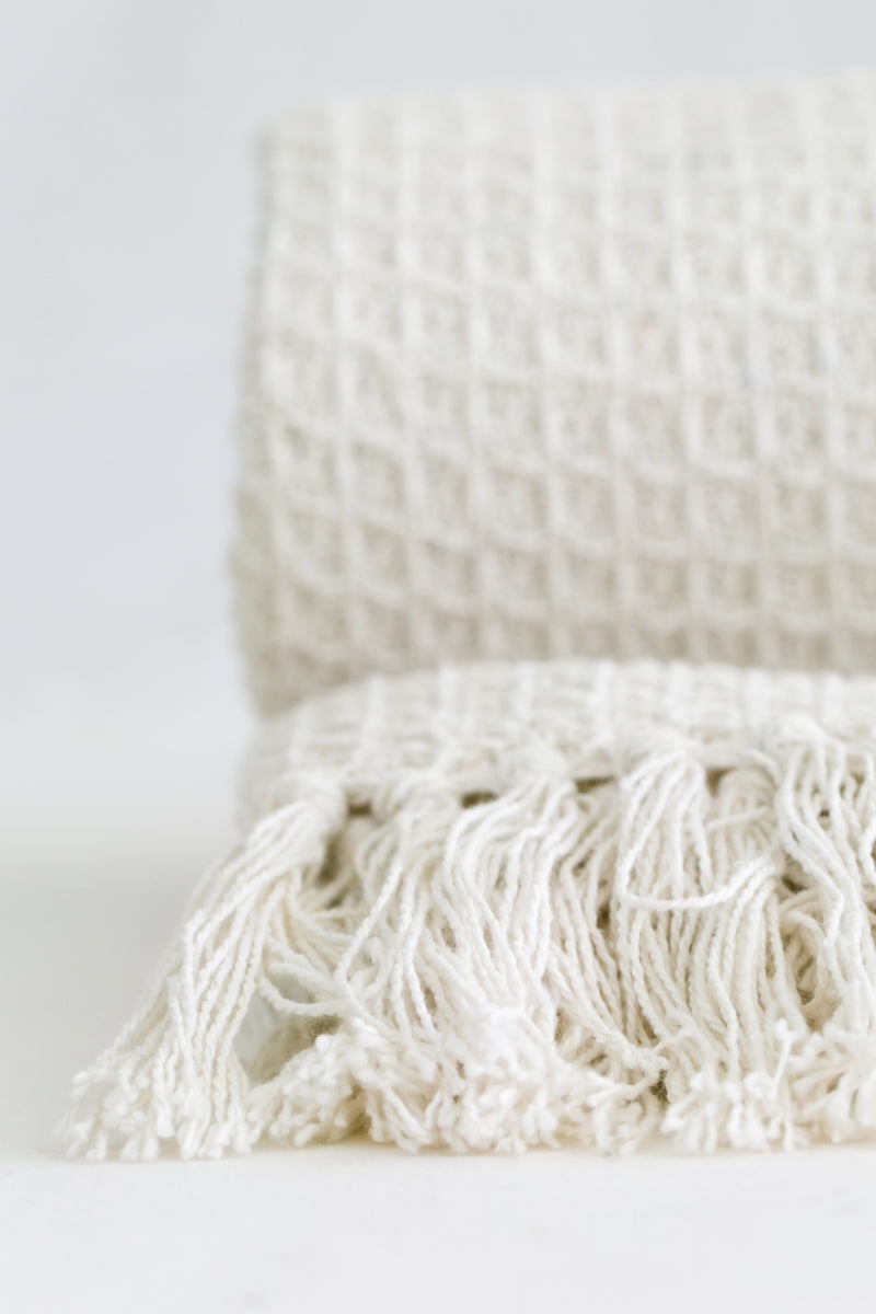 Honeycomb - Recycled Cotton Throw in Ivory