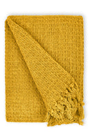 Honeycomb - Recycled Cotton Throw in Ochre