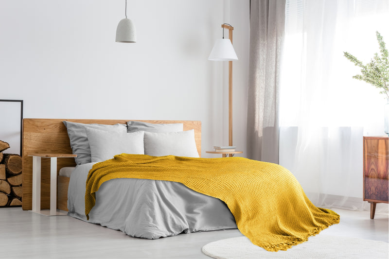 Honeycomb - Recycled Cotton Throw in Ochre