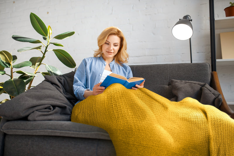 Honeycomb - Recycled Cotton Throw in Ochre (50" x 60")