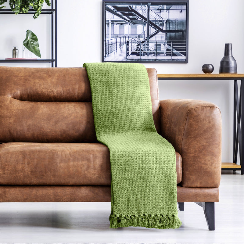 Honeycomb - Recycled Cotton Throw in Pistachio