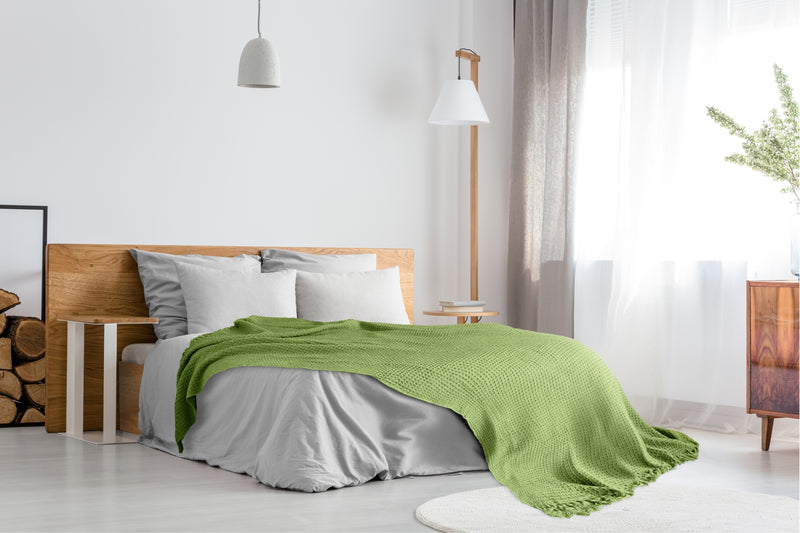 Honeycomb - Recycled Cotton Throw in Pistachio