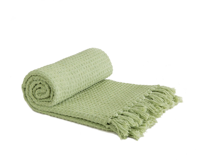 Honeycomb - Recycled Cotton Throw in Pistachio