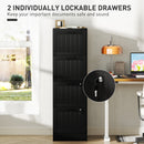 HOMCOM 4 Drawer File Cabinet with Lock and Adjustable Hanging Bars, Black