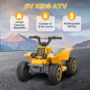 AIYAPLAY 6V Electric Quad Bike For Kids W/ Forward Backward - Yellow/Pink