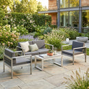 Outsunny 4 Seater Aluminium Garden Furniture Sofa Set With Olefin Cushions