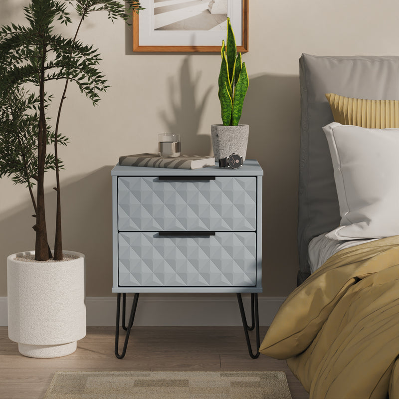 Harlequin 2 Drawer Bedside in Denim Blue - Ready Assembled