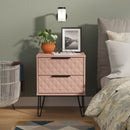 Harlequin 2 Drawer Bedside in Kobe Pink - Ready Assembled