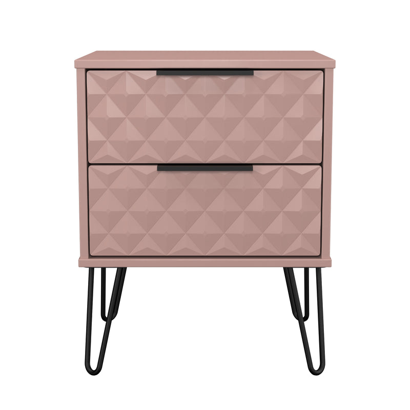 Harlequin 2 Drawer Bedside in Kobe Pink - Ready Assembled