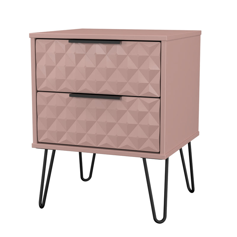 Harlequin 2 Drawer Bedside in Kobe Pink - Ready Assembled