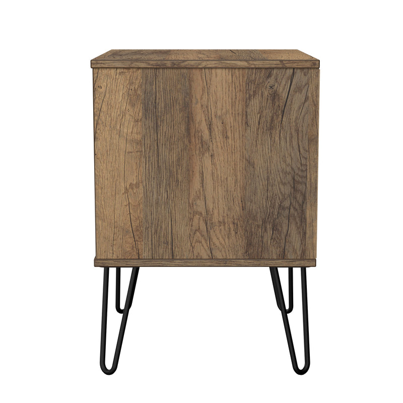 Harlequin 2 Drawer Bedside in White Matt & Vintage Oak - Ready Assembled