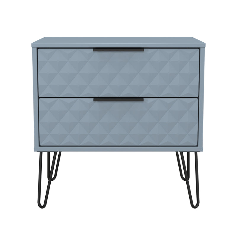 Harlequin 2 Drawer Side Table in Denim Blue - Ready Assembled