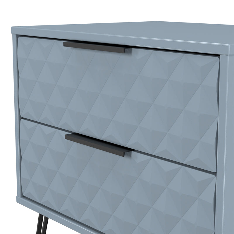 Harlequin 2 Drawer Side Table in Denim Blue - Ready Assembled