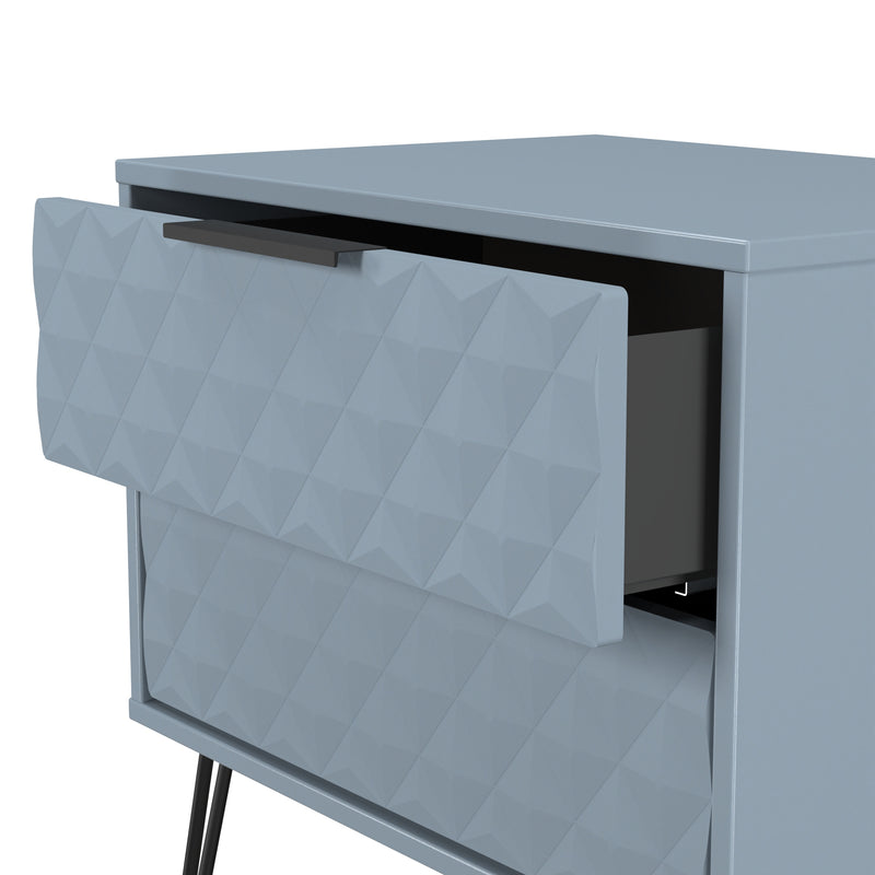 Harlequin 2 Drawer Side Table in Denim Blue - Ready Assembled