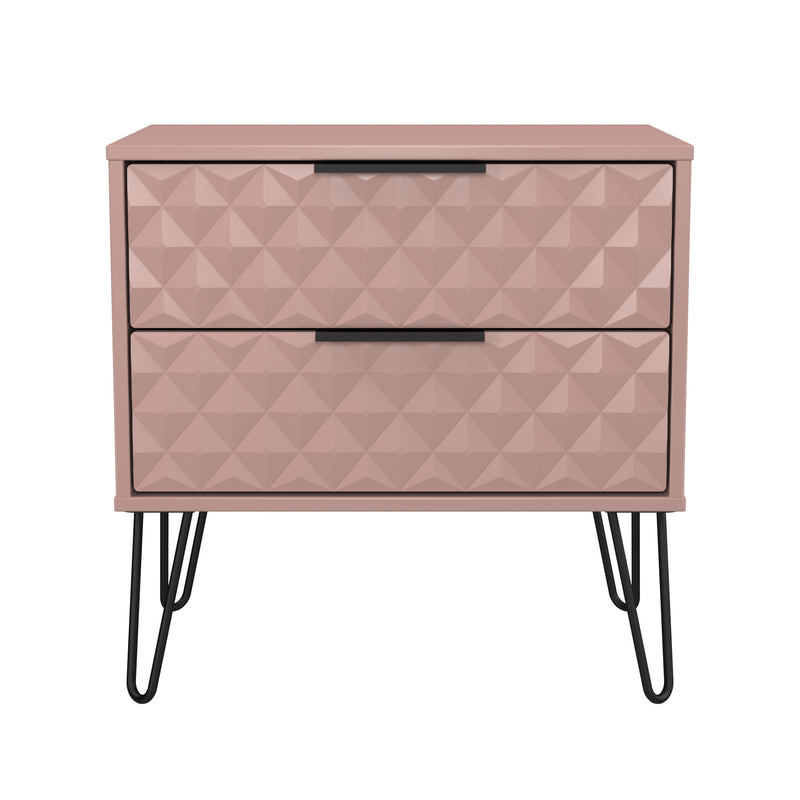 Harlequin 2 Drawer Side Table in Kobe Pink - Ready Assembled