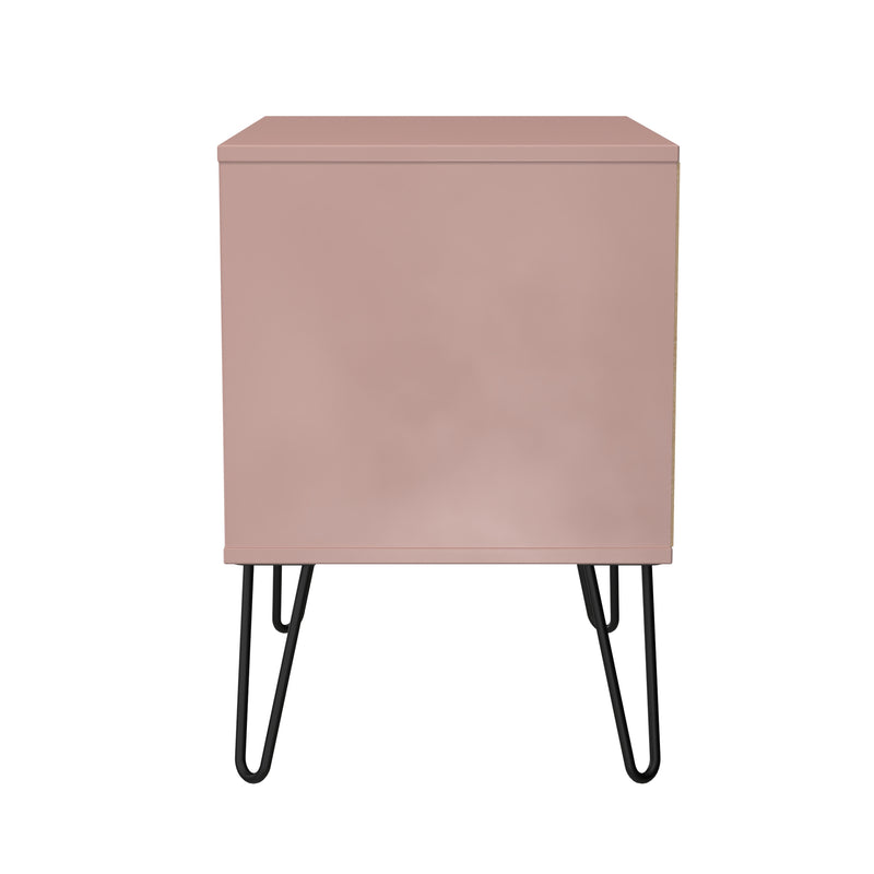 Harlequin 2 Drawer Side Table in Kobe Pink - Ready Assembled