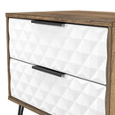 Harlequin 2 Drawer Side Table in White Matt & Vintage Oak - Ready Assembled
