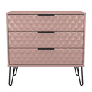 Harlequin 3 Drawer Chest in Kobe Pink - Ready Assembled