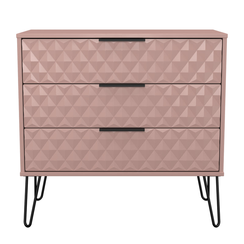 Harlequin 3 Drawer Chest in Kobe Pink - Ready Assembled