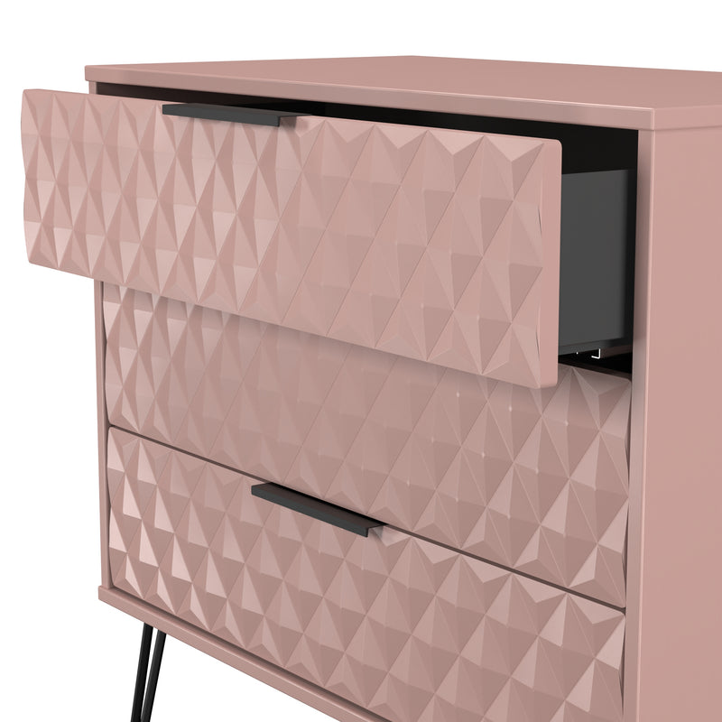Harlequin 3 Drawer Chest in Kobe Pink - Ready Assembled