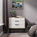 Harlequin 3 Drawer Chest in White Matt & Vintage Oak - Ready Assembled