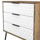 Harlequin 3 Drawer Chest in White Matt & Vintage Oak - Ready Assembled