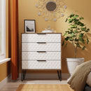 Harlequin 4 Drawer Chest in White Matt & Vintage Oak - Ready Assembled