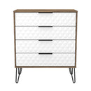 Harlequin 4 Drawer Chest in White Matt & Vintage Oak - Ready Assembled