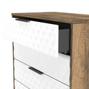Harlequin 4 Drawer Chest in White Matt & Vintage Oak - Ready Assembled