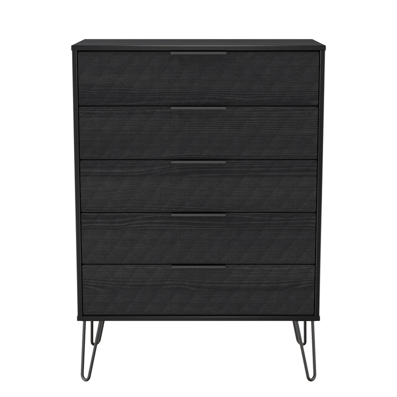Harlequin 5 Drawer Chest in Black Ash - Ready Assembled