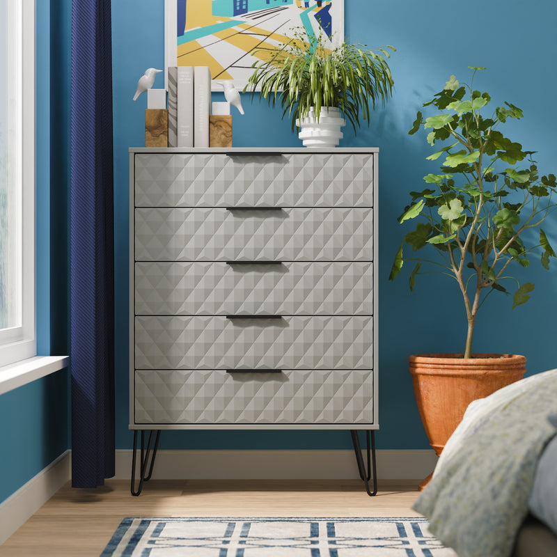 Harlequin 5 Drawer Chest in Dusk Grey - Ready Assembled
