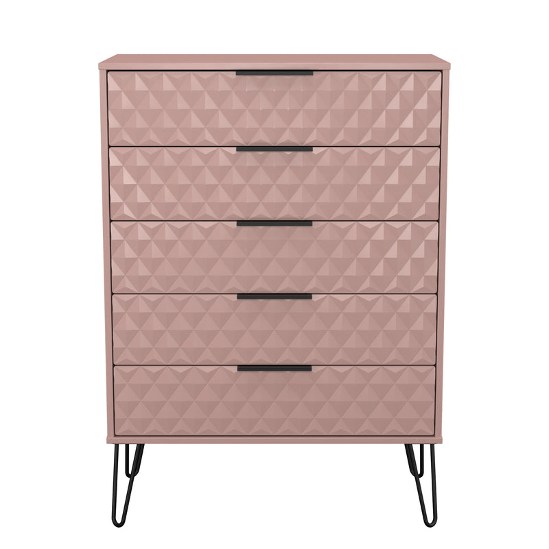 Harlequin 5 Drawer Chest in Kobe Pink - Ready Assembled