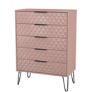 Harlequin 5 Drawer Chest in Kobe Pink - Ready Assembled