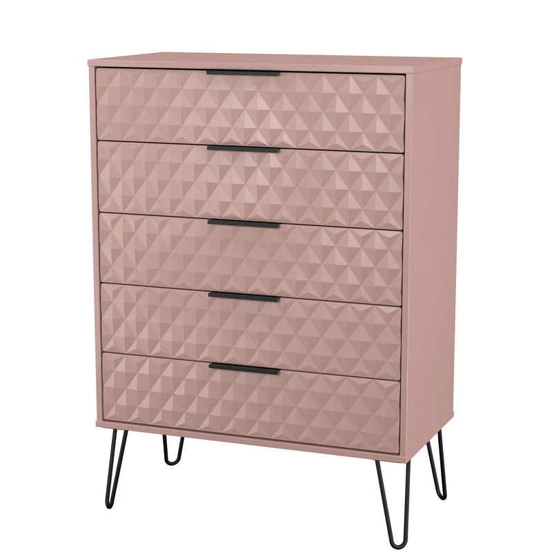 Harlequin 5 Drawer Chest in Kobe Pink - Ready Assembled
