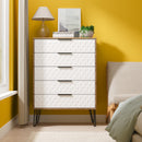Harlequin 5 Drawer Chest in White Matt & Vintage Oak - Ready Assembled