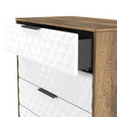 Harlequin 5 Drawer Chest in White Matt & Vintage Oak - Ready Assembled