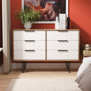 Harlequin 6 Drawer Midi Chest in White Matt & Vintage Oak - Ready Assembled