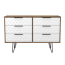 Harlequin 6 Drawer Midi Chest in White Matt & Vintage Oak - Ready Assembled