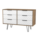 Harlequin 6 Drawer Midi Chest in White Matt & Vintage Oak - Ready Assembled