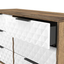 Harlequin 6 Drawer Midi Chest in White Matt & Vintage Oak - Ready Assembled