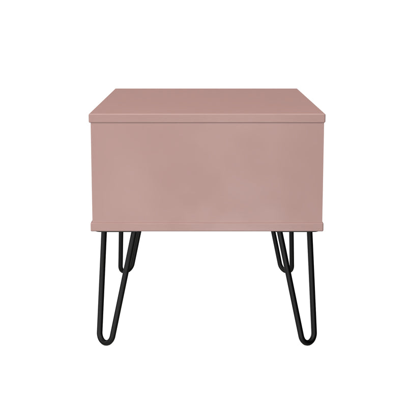 Harlequin 1 Drawer Wide Side Table in Kobe Pink - Ready Assembled