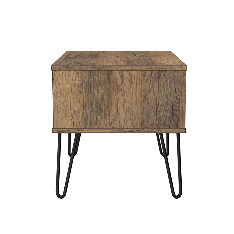 Harlequin 1 Drawer Wide Side Table in White Matt & Vintage Oak - Ready Assembled