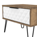 Harlequin 1 Drawer Wide Side Table in White Matt & Vintage Oak - Ready Assembled