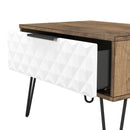 Harlequin 1 Drawer Wide Side Table in White Matt & Vintage Oak - Ready Assembled