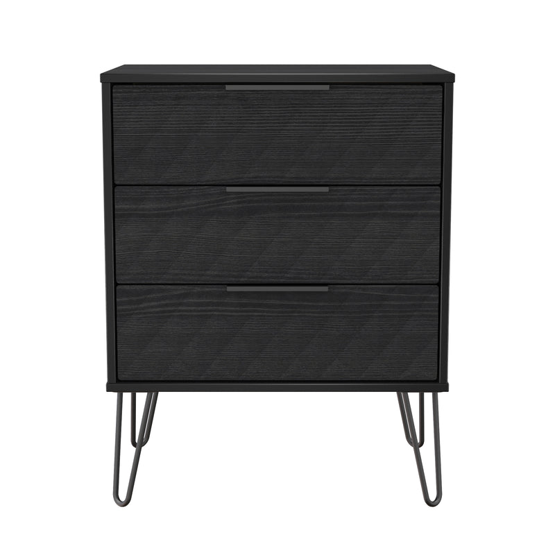 Harlequin 3 Drawer Chest in Black Ash - Ready Assembled
