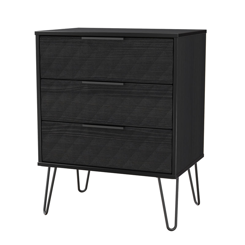 Harlequin 3 Drawer Chest in Black Ash - Ready Assembled